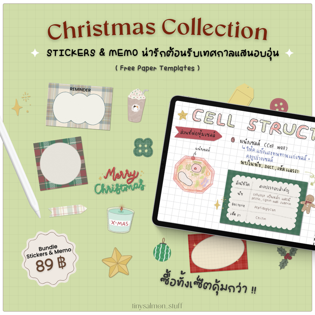 2025 Christmas Bundle เซ็ตสติกเกอร์และกระดาษโน้ตธีมคริสต์มาส ⭐️